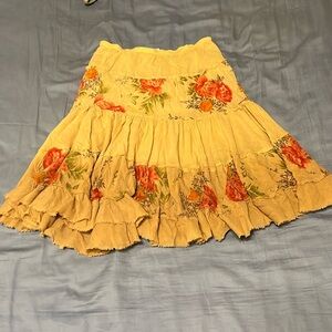 Small tan floral print skirt